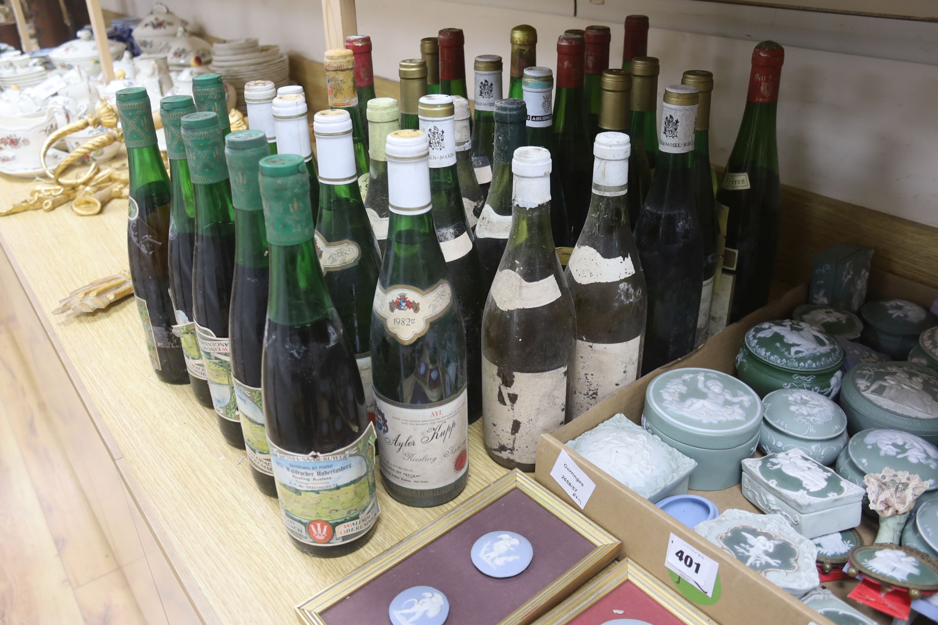 A quantity of German Mosel and French white wines, from 1979 and later, 33 in total, including Tokay D’Alsace Reserve Personelle 1988
